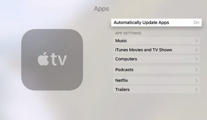 Apple TV Cara Mengemas kini Aplikasi