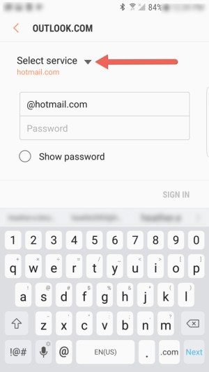Изберете Hotmail