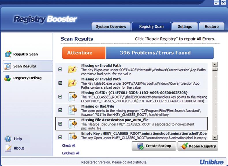 Registro di Windows: recensione di Uniblue Registry Booster