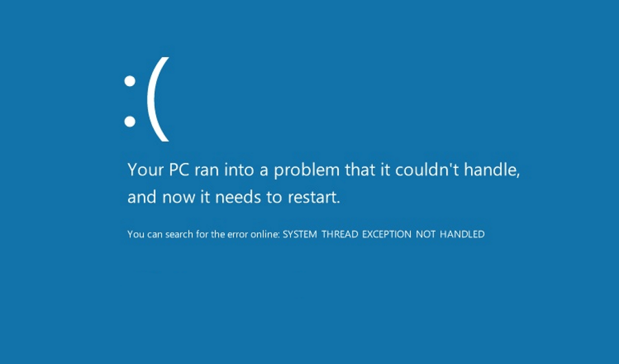 Come risolvere SYSTEM_THREAD_EXCEPTION_NOT_HANDLED in Windows 10