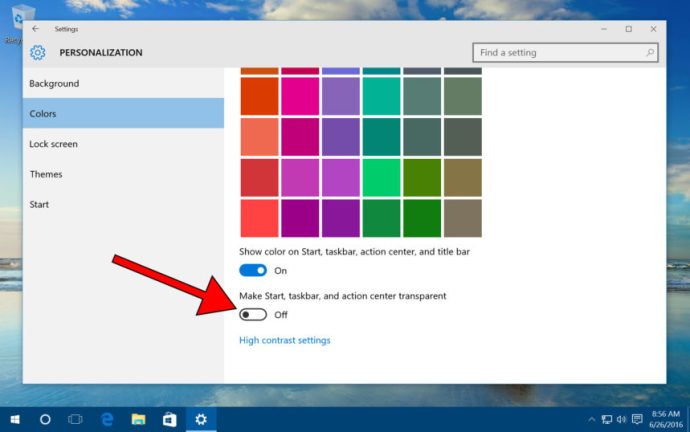 Windows 10 прави стартовата лента на задачите прозрачна
