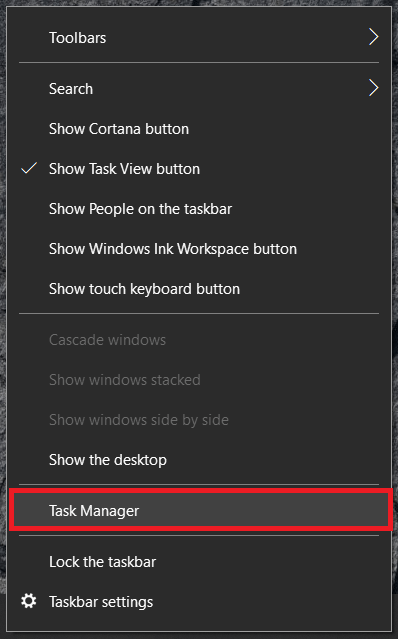 Menu Bar Tugas Windows 10