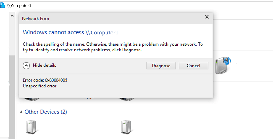Как да поправите код за грешка „Windows няма достъп до компютъра“ 0x80004005