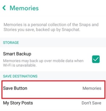 експортирайте памет в snapchat