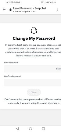 Промяна на паролата - Въведете нова парола